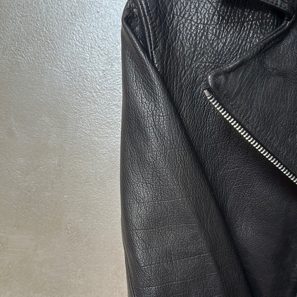 Allsaints Hadi Biker leather jacket sz 4 | black moto jacket EUC - Picture 10 of 16